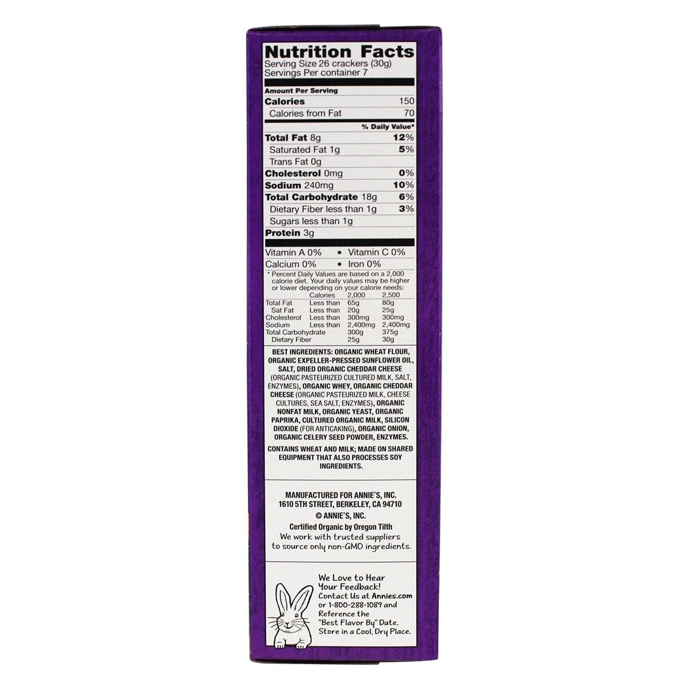 Annie's Organic White Cheddar Squares Baked Snack Crackers 7.5 oz. (Pack of 3)3