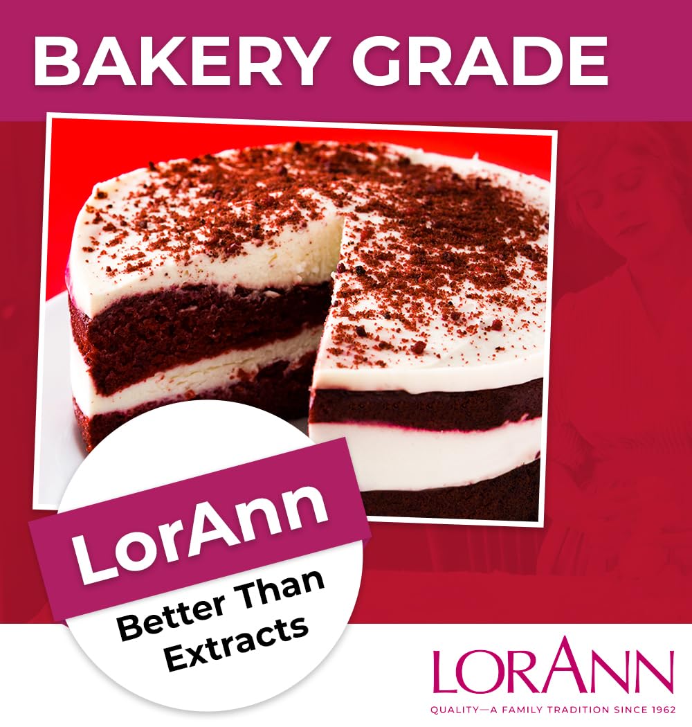 LorAnn Oils Red Velvet Bakery Emulsion: True Essence, Ideal for Boosting Fruit Tones in Cakes, Cookies & Desserts, Gluten-Free, Keto-Friendly, Extract
