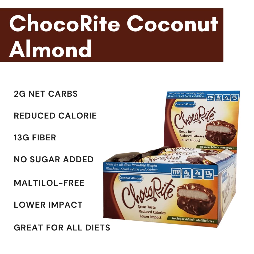 HealthSmart Chocorite Coconut Almond 16 Pack No Sugar Added Gluten Free Kosher