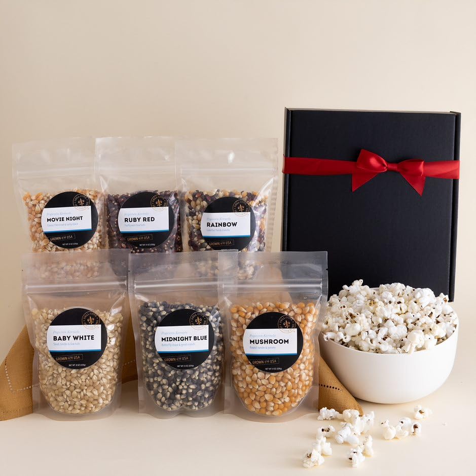 Dell Cove Spices Gourmet Popcorn Kernel 6-Pack Variety Gift Set | Six Pack of Heirloom Kernels for Game Days and Movie Nights