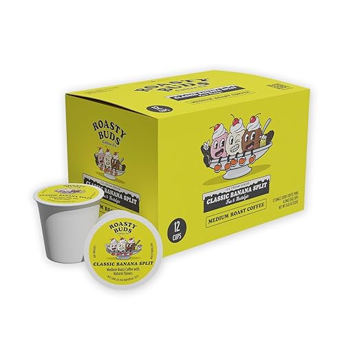 Roasty Buds Coffe Banana Split Pods 48 Count | Single-Serve 11g Per Pod | Recyclable, Gluten-Free, Non-GMO, No Sugar/Dairy/Soy/Egg