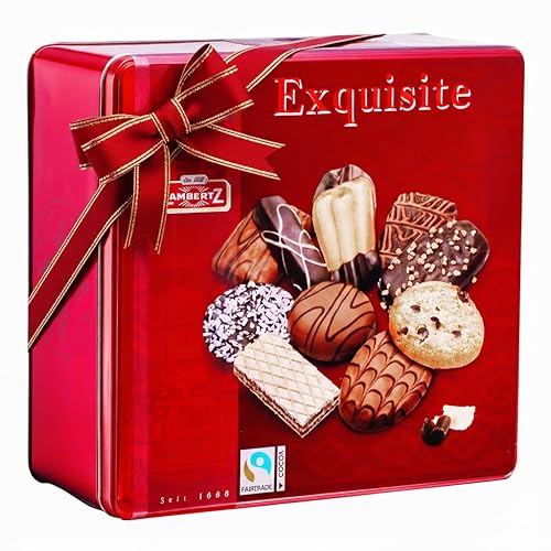 Lambertz European Cookie Tin - 92 Cookies, 10 Varieties - Ready To Serve And Gift-Ready For Sweetheart Sharing And Office Treats - 26 Ounces
