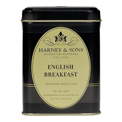 Harney and Sons English Breakfast Loose Black Tea - 4oz Loose Leaf Tin, Pure China Keemun, Bold, Full-Bodied Flavor, Great for Hot, Iced, or Teapot