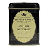 Harney and Sons English Breakfast Loose Black Tea - 4oz Loose Leaf Tin, Pure China Keemun, Bold, Full-Bodied Flavor, Great for Hot, Iced, or Teapot