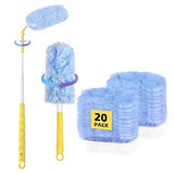 360° Duster Refills Compatible for Swiffer Duster, 20-Pack Heavy Duty Dusting Kit with 1 Extended Handle 3FT + 1 Short Handle, Multi-Surface Cleaning