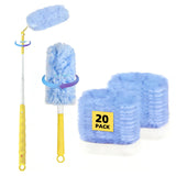 360° Duster Refills Compatible for Swiffer Duster, 20-Pack Heavy Duty Dusting Kit with 1 Extended Handle 3FT + 1 Short Handle, Multi-Surface Cleaning