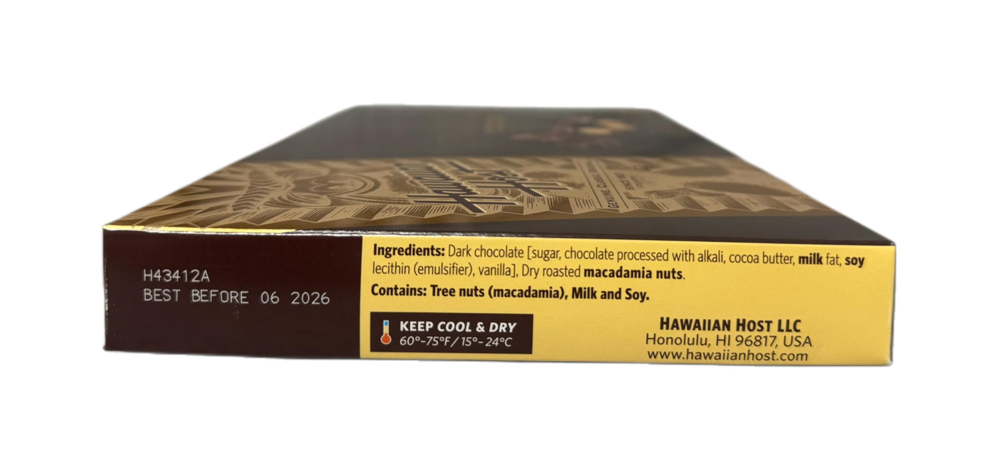 Hawaiian Host - Premium DARK CHOCOLATE Covered Whole Macadamia Nuts 7 oz Box