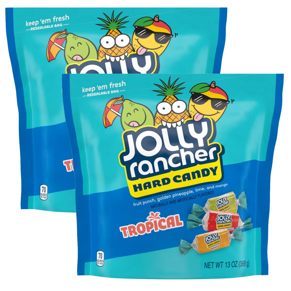 Jolly Ranchers Tropical Bag, 13 Ounce Bag (Pack of 2), Individually Wrapped Hard Candy, The Hampton Popcorn & Candy Company