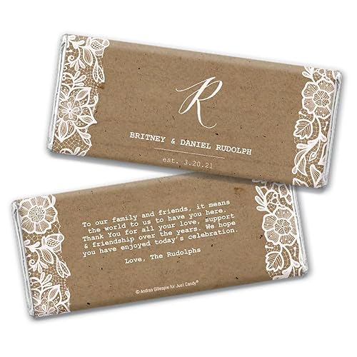 Rustic Wedding Favors for Guests Personalized Chocolate Bars (36 Pack) - Bridal Shower Favors for Guests, Rustic Wedding Candy