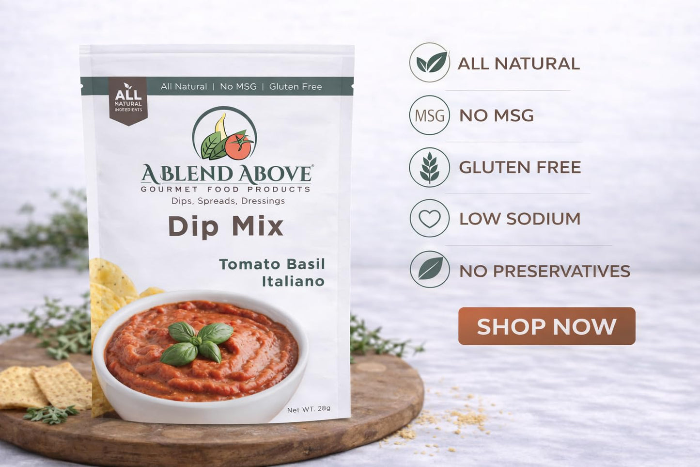 A Blend Above Tomato Basil Italiano Dip Mix, 1 oz, (3 Pack)