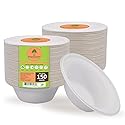 Compostable 12 oz Bowls - 150 Count | Heavy-Duty 3X Stronger Disposable Bowls | Biodegradable, Soak-Proof, Microwave & Freezer Safe | Eco-Friendly