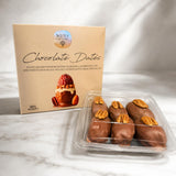 Nuts Factory Chocolate Dates - Milk Chocolate Covered Dates with Roasted Almonds, Candied Pecans & White Chocolate Sauce, Gourmet Stuffed Dates