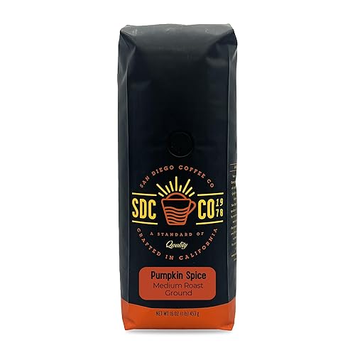 San Diego Coffee Pumpkin Spice, Medium Roast, Ground Coffee, 16-Ounce Bag Café molido tostado