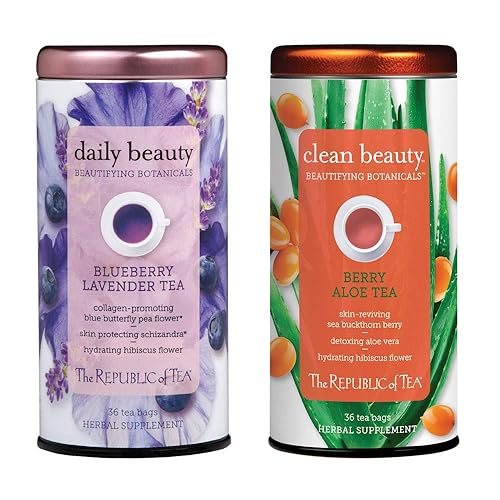 The Republic of Tea Day of Beauty Tea Combo Pack, Daily Beauty Herbal Tea and Clean Beauty Herbal Tea