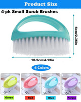 Small Scrub Brush for Cleaning - 4 Pack Scrubbing Brushes with Stiff Nylon Bristles Heavy Duty Cleaning Brush Multi-Purpose Scrub Brushes