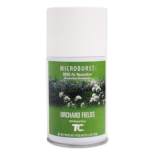 Microburst 9000 Air Freshener Refill, Orchard Fields, 5.3 Oz Aerosol, 4/carton