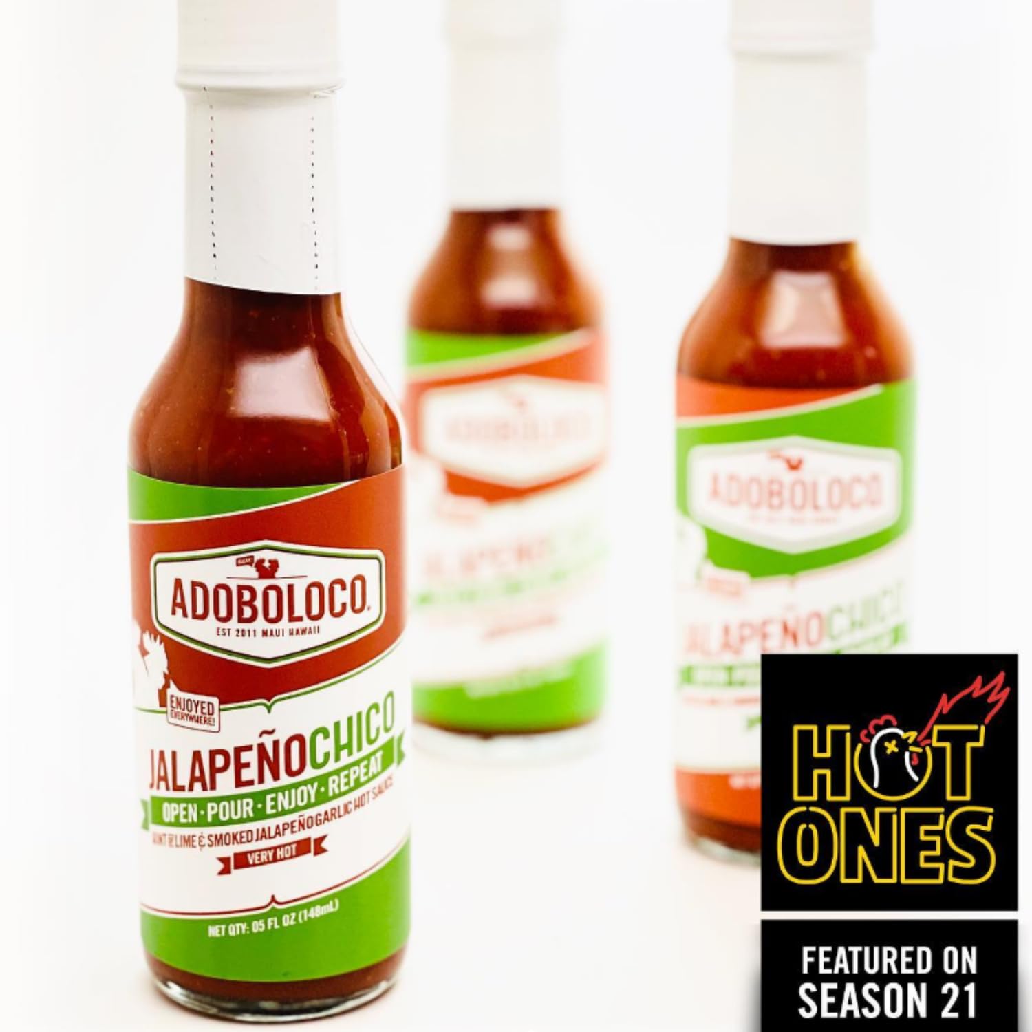 Adoboloco Jalapeo Chico Hot Sauce 5oz - Smoky Ghost Pepper & Jalapeo Bold Heat Level 07/10 - Seen on Hot Ones All Natural Hot Sauce, Made in USA