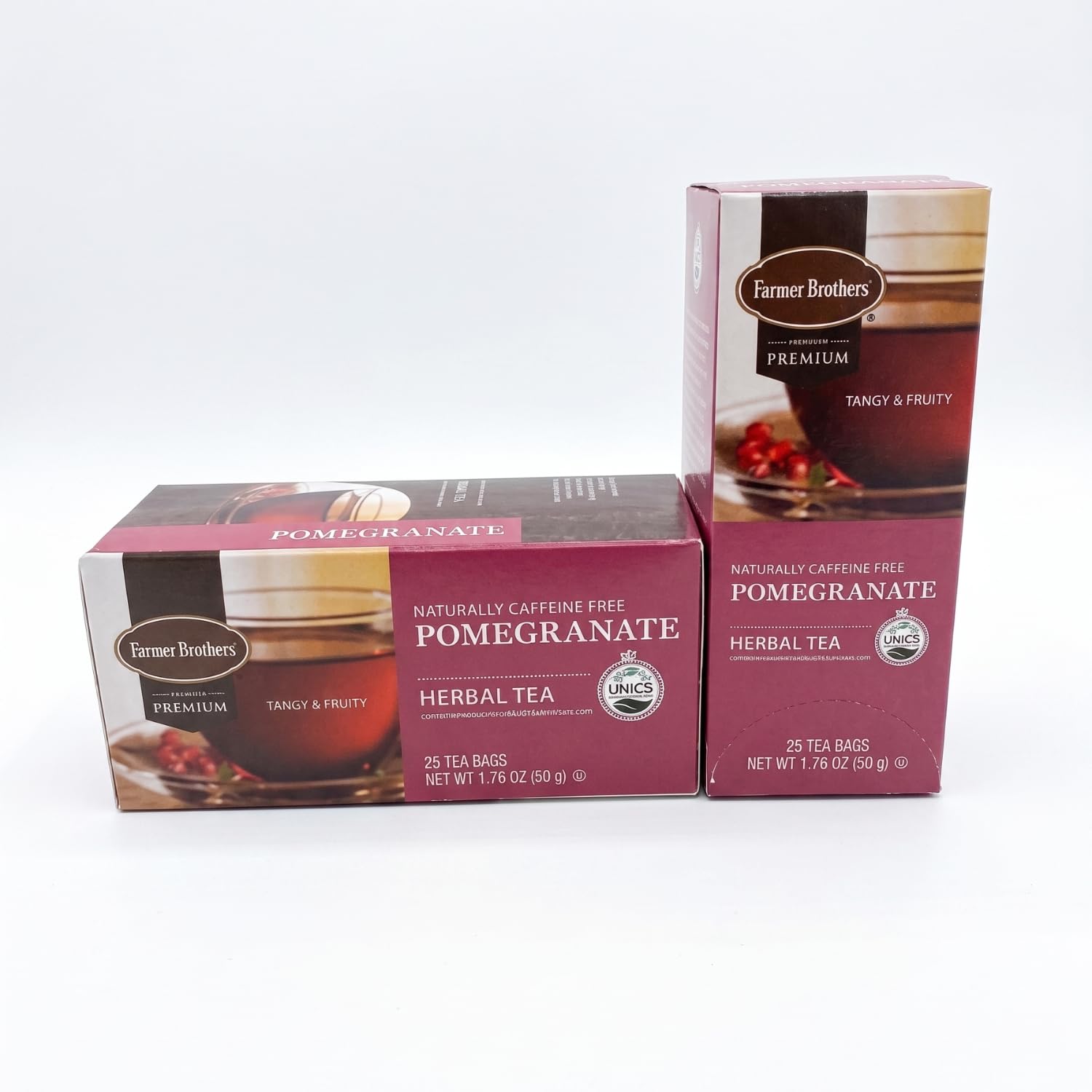 Farmer Brothers Premium Pomegranate Herbal Tea Bags, Naturally Caffeine-Free, Individually Wrapped, 25 Count (Pack of 2)