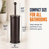 HUJI Rust Resistant Bronze Toilet Brush Holder with Lid Perfect Bathroom Bowl Cleaning Set Gift for House Warming or College Dorms Accessories (1