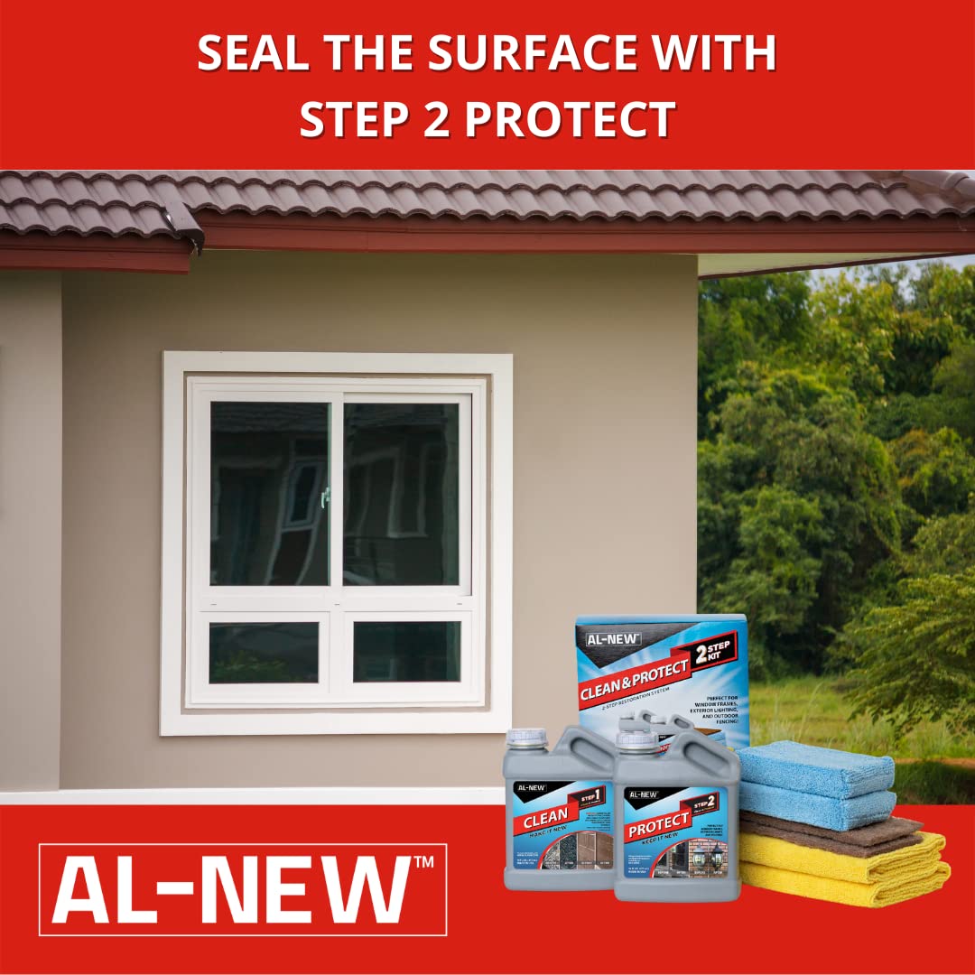 AL-NEW 2 Step Clean & Protect Kit | Clean, Restore, & Protect Your Outdoor Patio Furniture, Garage Doors, Exterior Lights, Window Frames, and More (32