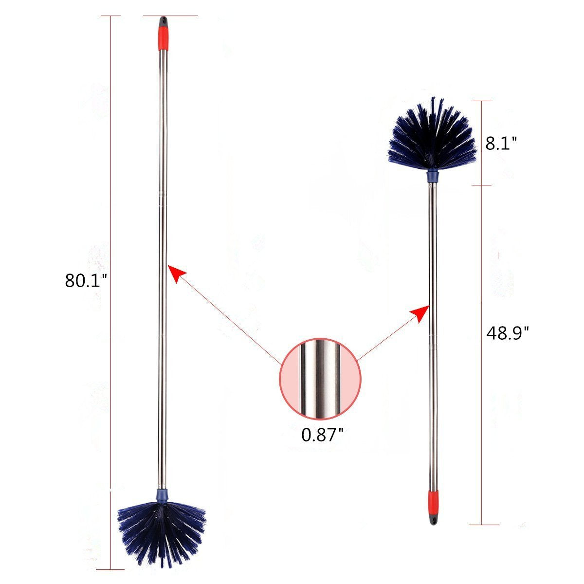 Cobweb Duster, MEIBEI Removable and Washable Ceiling Fan Duster with Long Handle-72.1", Non-Scratch Bristles Cobweb Brush for Cleaning High Ceiling