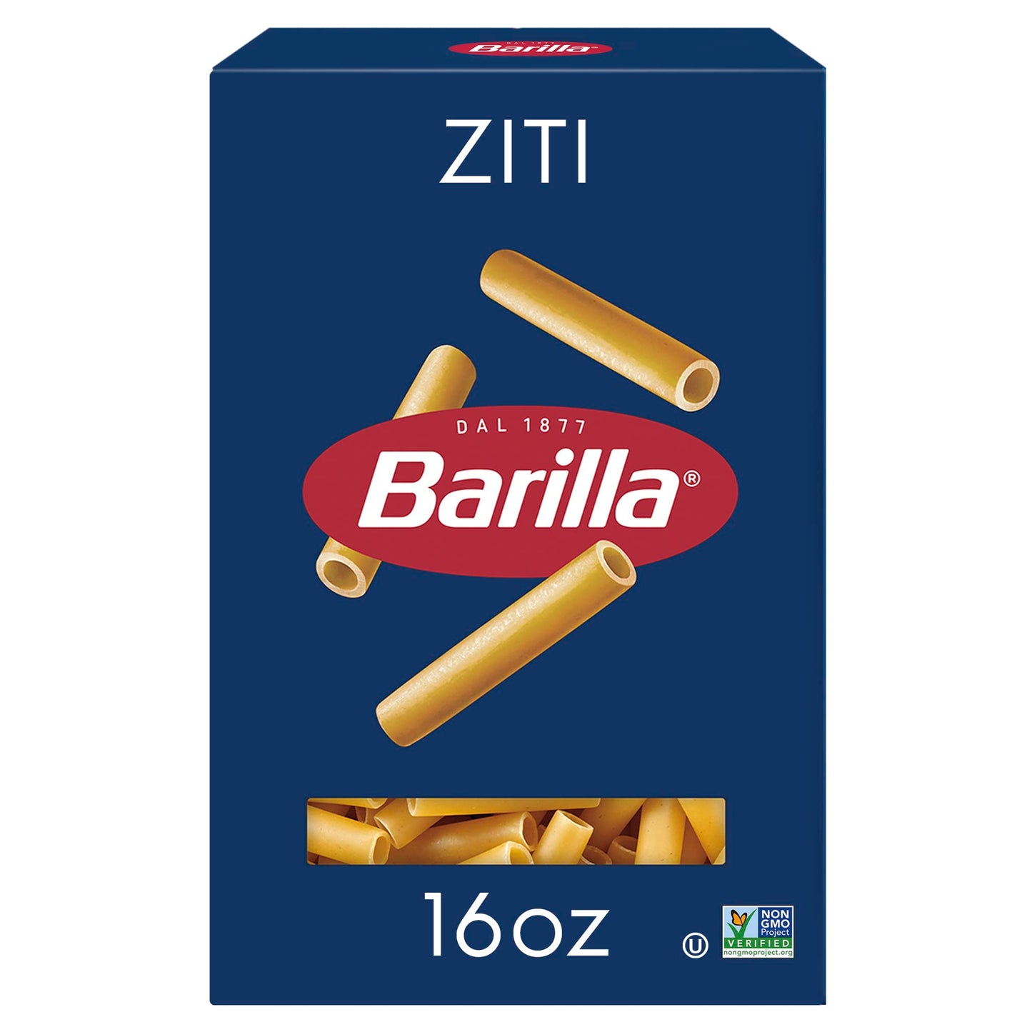 Barilla Ziti Pasta, 16 oz. Box - Non-GMO, Made with Durum Wheat Semolina - Kosher Certified