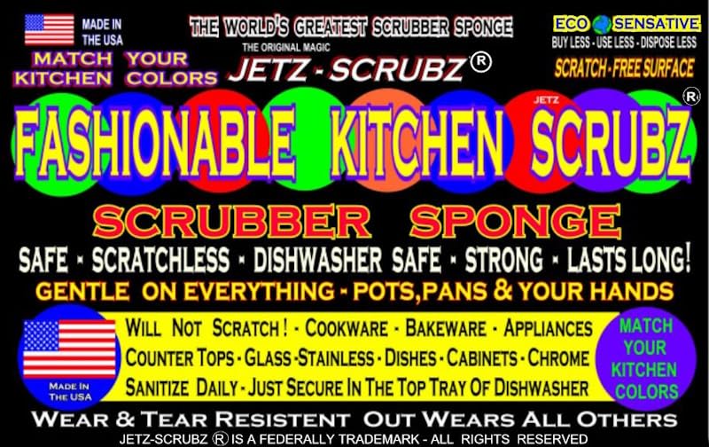 Jetz-Scrubz Fashion Rainbow Classic Round Kitchen Scrubber Sponges, Set of 6