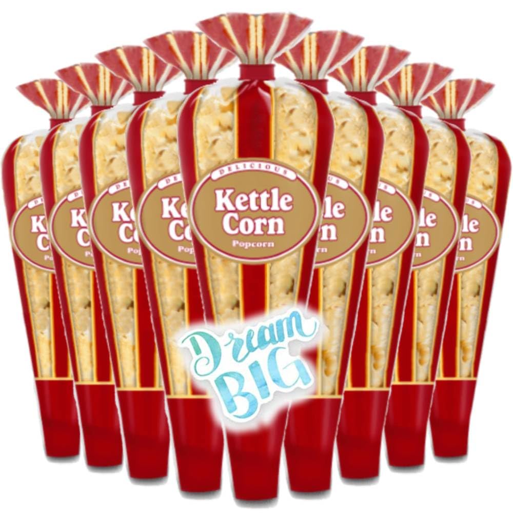 Gourmet Popcorn - Limited Edition Pack of 12 Kettle Popcorn Mini Cones & Exclusive Inspirational Sticker! 10.8oz total