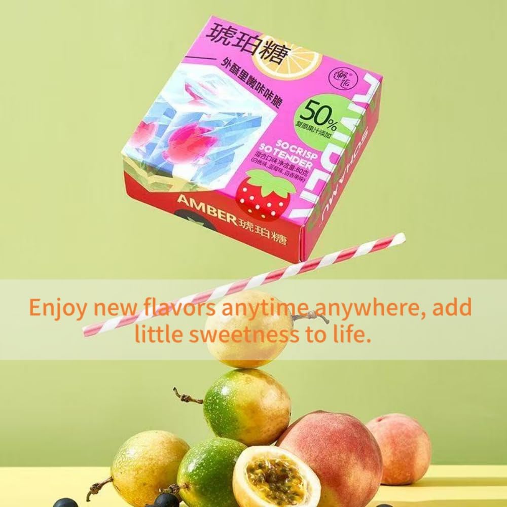 Japanese Kohakutou Amber Candy - 2 Pack (160g) | Edible Crystal Gems, Gluten-Free, Crunchy Outside & Gummy Inside, Mixed Fruit Flavors, Unique ASMR