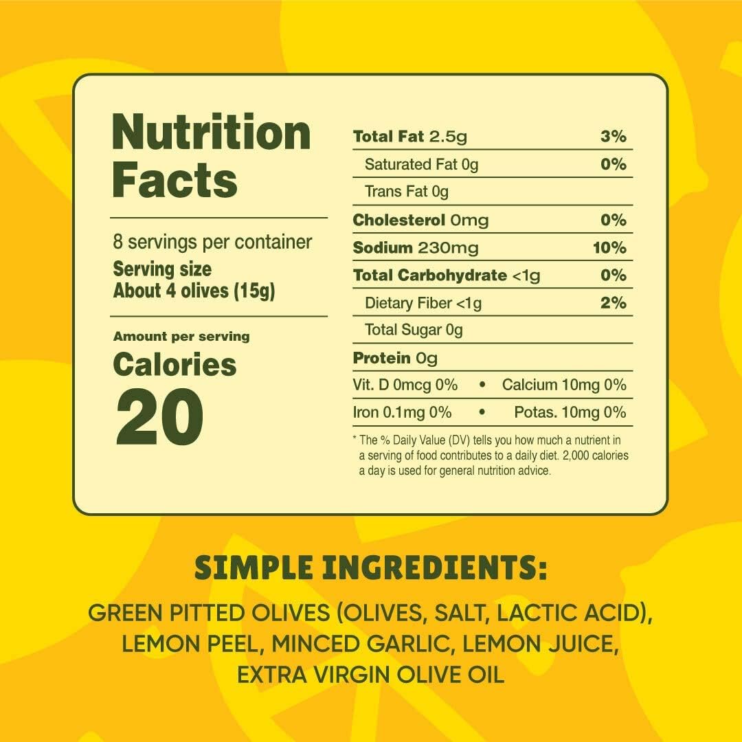 Freestyle Snacks, Olives Green Lemon Garlic, 4 Ounce