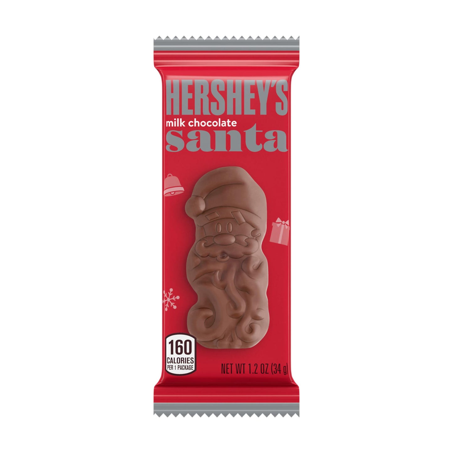 HERSHEY'S Chocolate Bar, Milk Chocolate Candy Bar Individually Wrapped in Santa Holiday Packaging, 1.2 Ounce, 6 Count Package