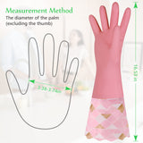 Yiomxhi Household Cleaning Gloves 3 Pairs Reusable Dishwashing Gloves Latex Free, Non-Slip Kitchen Glove with Cotton Lined, Waterproof Dish Washing