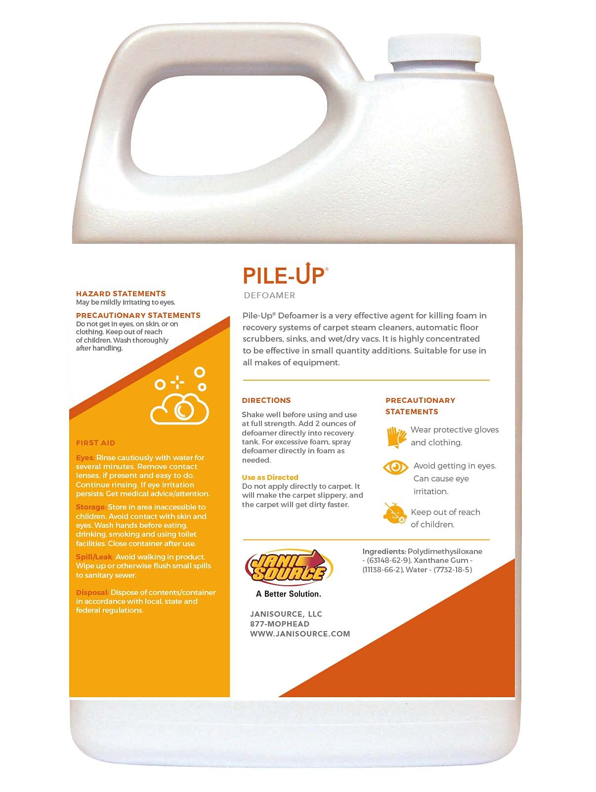 Jani-Source PileUP Defoamer Quick Foam Eliminator Carpet Cleaner - Gallon (Each)…