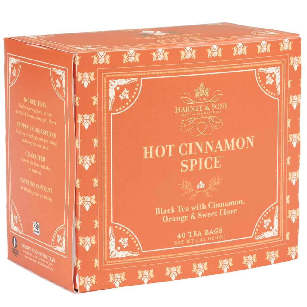 Harney & Sons Hot Cinnamon Spice Tea, 40 Tea Bag Box