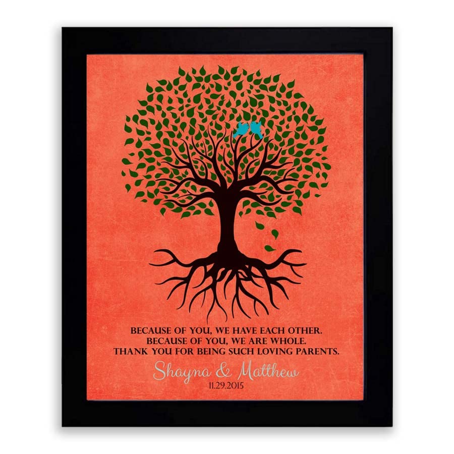 Lucky Tusk Thank You Gift For Parents Personalized Family Tree Roots Because Of You We Have Each Other Mother of Groom Bride Family #LT-1111,