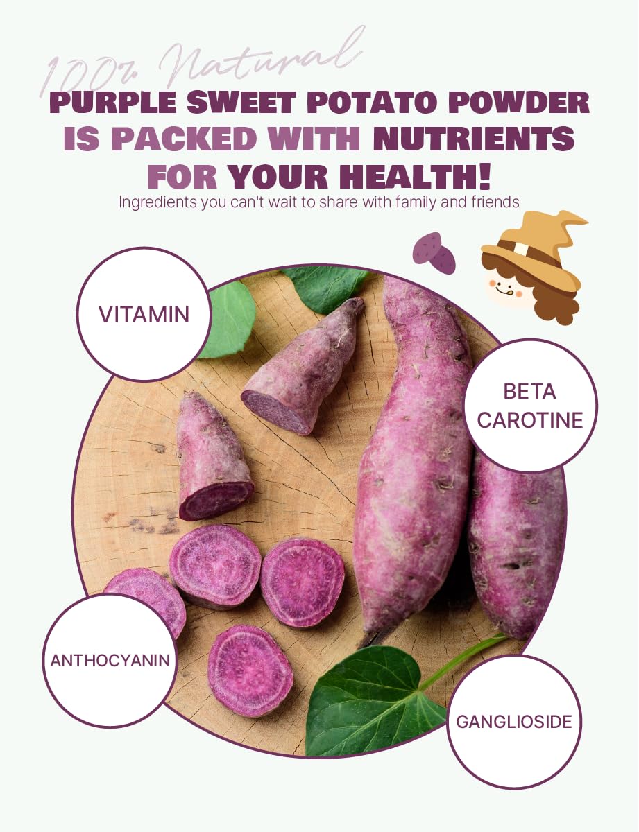 Nice Witch’s Korean Purple Sweet Potato Powder, 100% Natural, Fine Powder for Ube-Style Lattes, Smoothies & Baking, 10.58 oz (300 g)