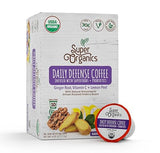 Super Organics Daily Defense Coffee - Organic Dark Roast Coffee K Cups with Superfoods and Probiotics (Keurig K-Cup Compatible), 10ct Single Serve