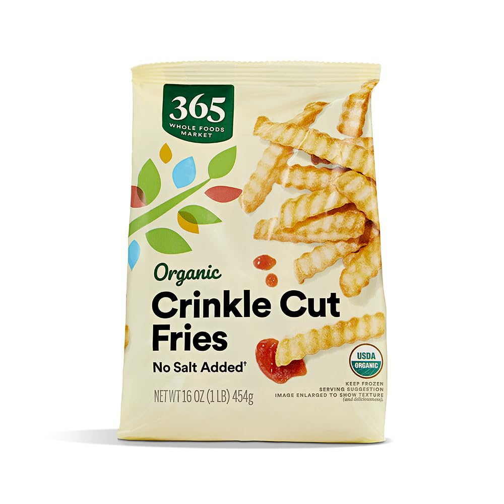 365 by Whole Foods Market, Organic Crinkle Cut French Fries No Salt Added, 16 oz, Frozen