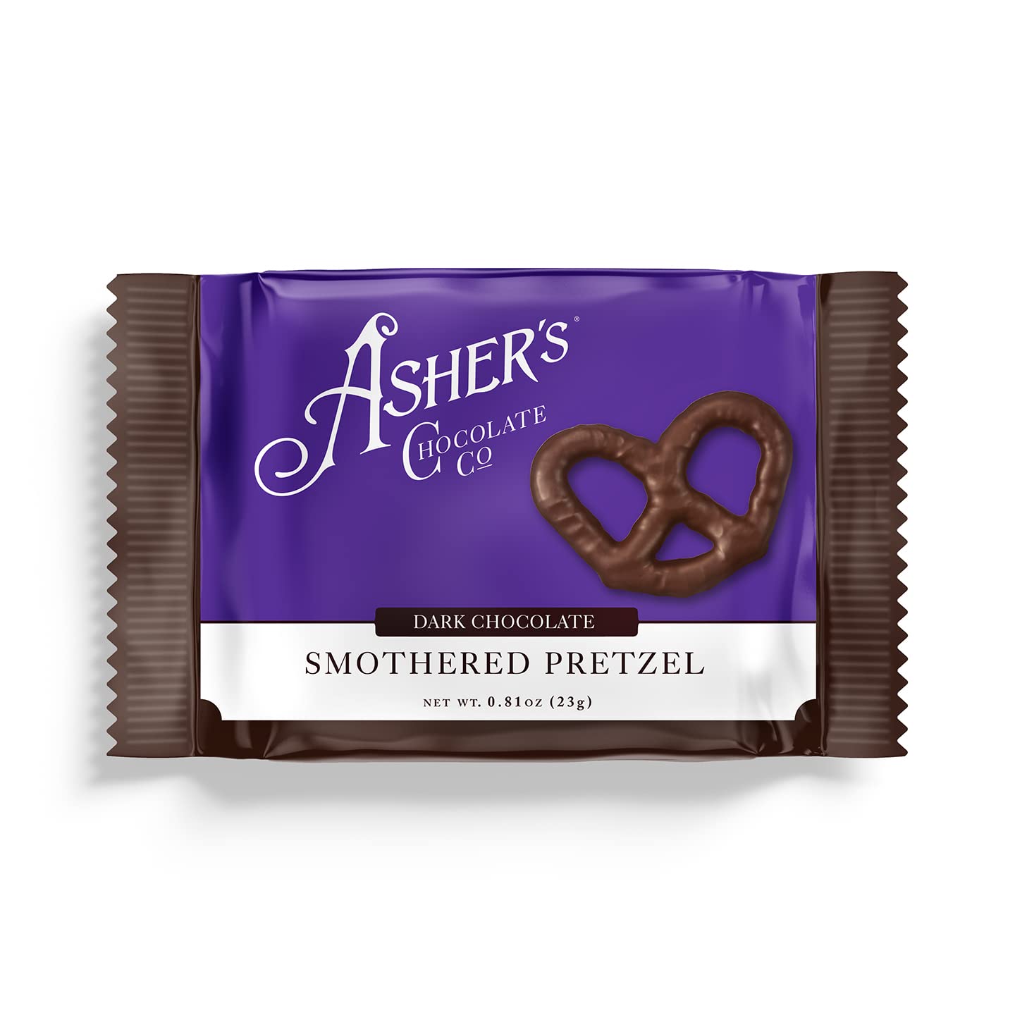 Asher's Chocolates, Chocolate Covered Pretzels, Gourmet Sweet and Salty Candy, Individually Wrapped Snack, Family Owned Since 1892 (18 count, Dark