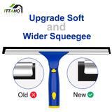 ITTAHO Window Squeegee with Extension Pole, Separate 12" Squeegee & 11" Microfiber Scrubber Heads, Window Cleaning Kit for Hard-to-Reach Windows