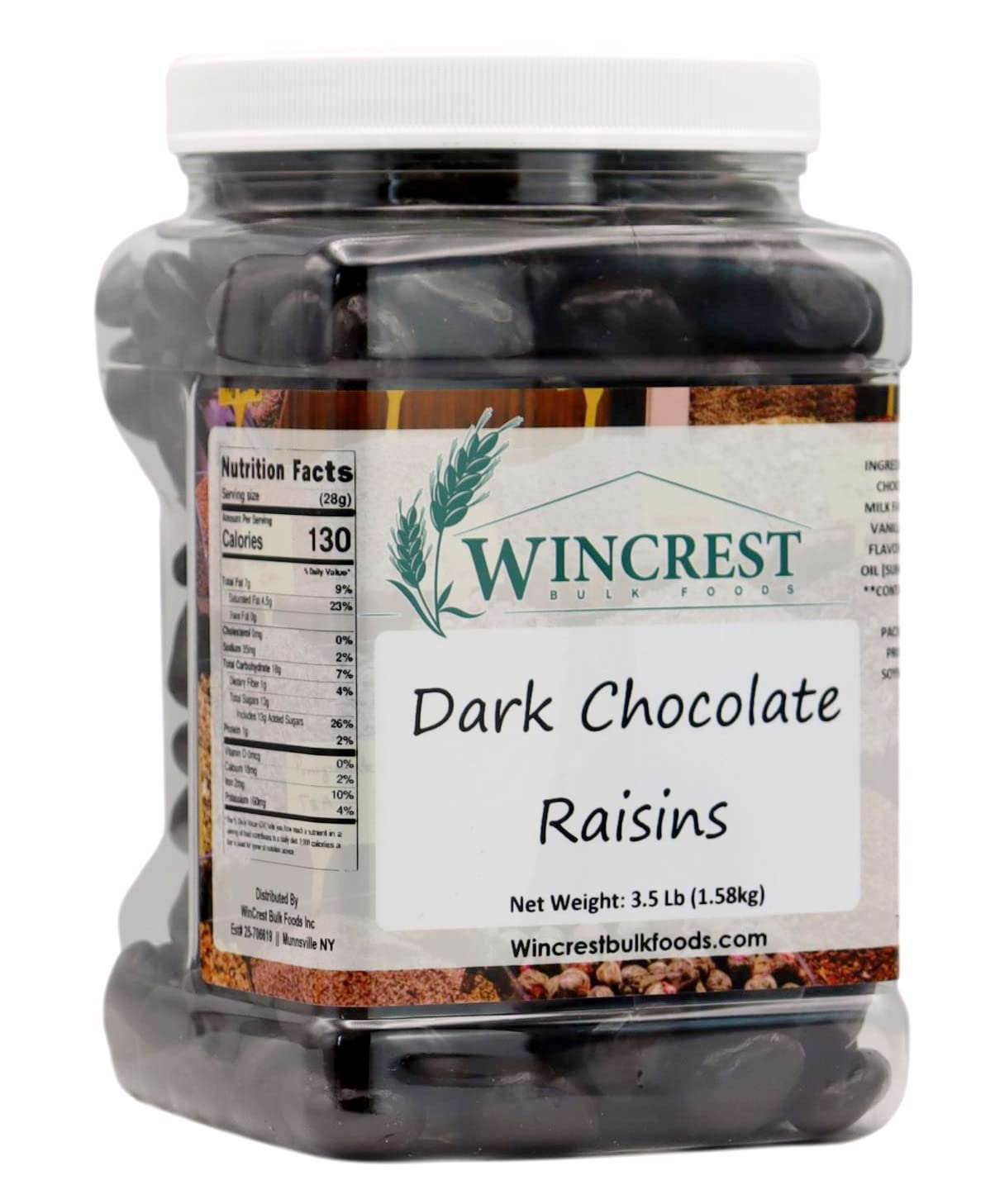 WinCrest Dark Chocolate Covered Raisins (3.5 Lb Tub)