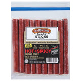 Old Wisconsin Hot & Spicy Sausage Snack Sticks, Naturally Smoked, Ready to Eat, High Protein, Low Carb, Keto, Gluten Free, 28 Ounce Resealable Package