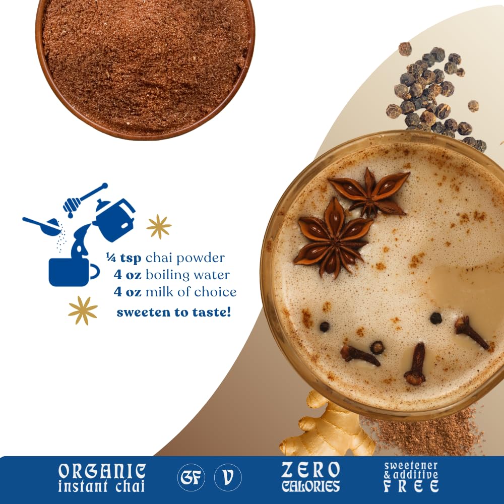Blue Lotus Chai Tea - Horizon Collection Variety Box - Makes 50 Cups - Golden, Star Anise & Traditional Masala Spiced Chai Powder - Instant Indian Tea