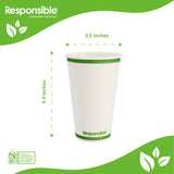 Responsible Products Certified Compostable 20 oz Paper Cups, Cold ? Hot Coffee Cups, Disposable Paper Cups, Extra Strength Disposable Cups, Made