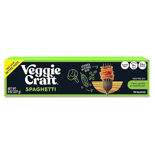 Veggiecraft Farms Spaghetti Pasta - Gluten Free, Thin Pasta Noodles, Made with Cauliflower, Lentil & Peas, Low Carb, High Protein, Vegan, Healthy