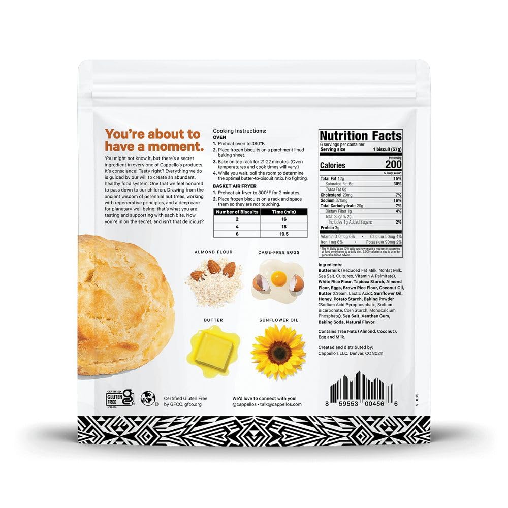 Cappello's Gluten Free Frozen Buttermilk Biscuits, 12.1oz
