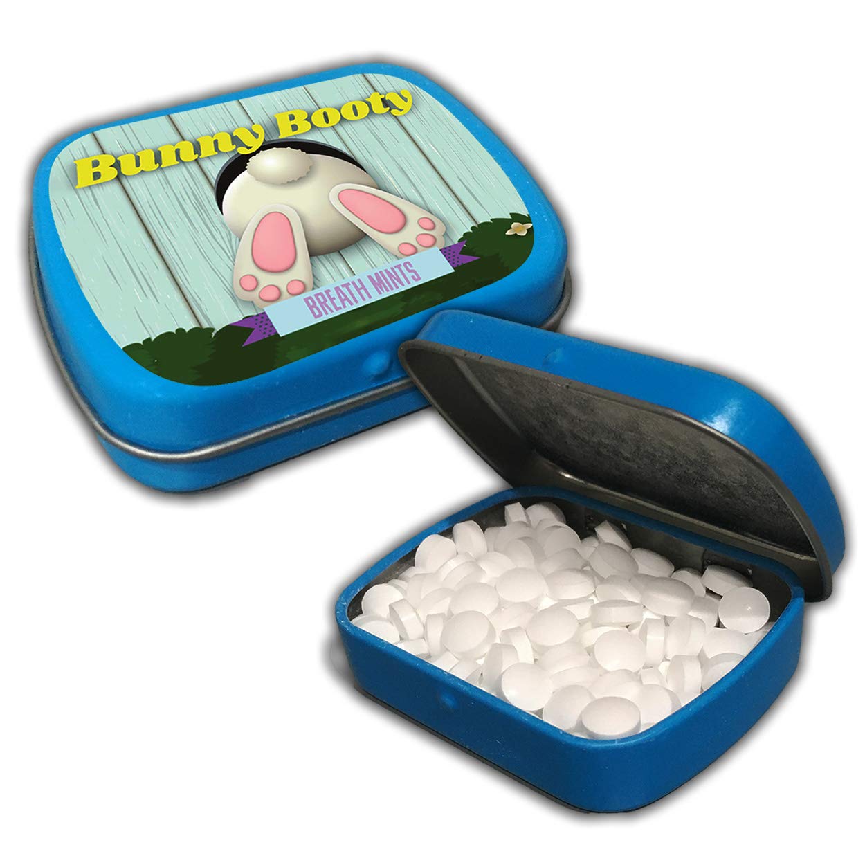 Bunny Booty Breath Mints - Funny Rabbit Butt Design - Novelty Candy Gift for Kids - Hinged Collectible Tin of Sugar-Free Peppermint Candy