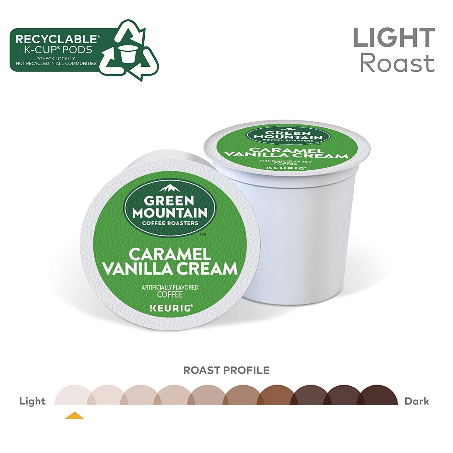 Green Mountain Coffee Roasters Caramel Vanilla Cream Keurig Single-Serve K-Cup pods, Light Roast Coffee
