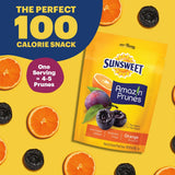 Sunsweet Amazin' Prunes Orange Essence - Prunes Pitted Unsweetened & Dried - Gluten Free, Vegan, Low Fat - Fiber & Minerals - 6 oz pouch - 6 Pack