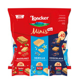 Loacker Minis Wafer Variety Pack - 30% Less Sugar - Premium Cream Filled Wafer Cookies - Mix of Hazelnut, Chocolate and Vanilla - NON-GMO